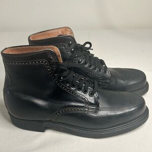 Vintage Knapp work combat boot black leather stl toe oil resistant Neoprene 8.5C